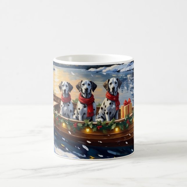 Dalmatiner Weihnachtsboot-Feiertag Kaffeetasse (Mittel)
