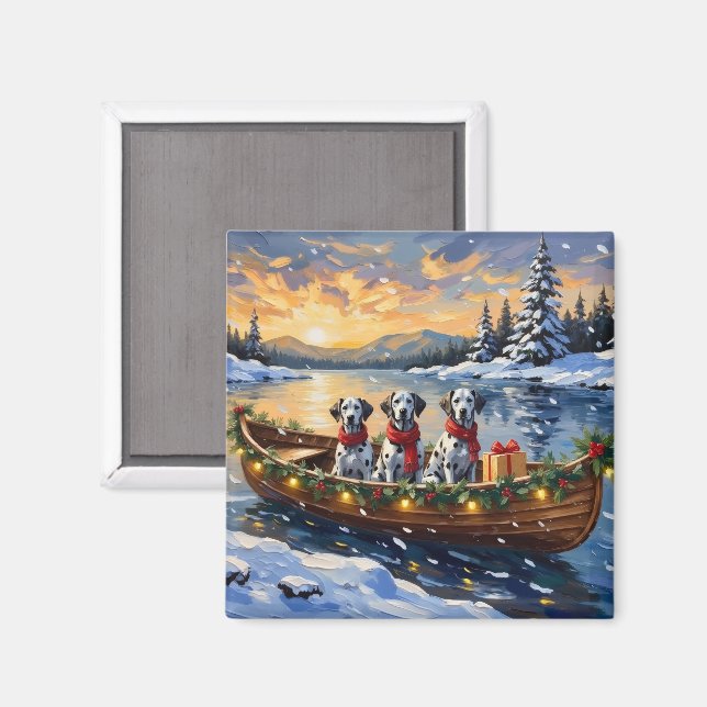 Dalmatiner Weihnachtsboot-Feiertag Magnet (Vorderseite/Rückseite)