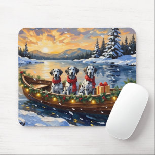 Dalmatiner Weihnachtsboot-Feiertag Mousepad