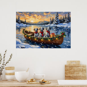 Dalmatiner Weihnachtsboot-Feiertag Poster