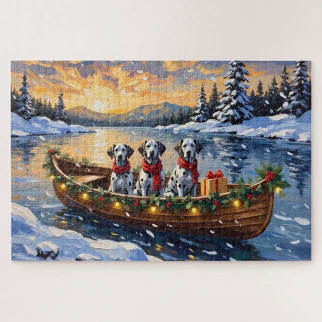 Dalmatiner Weihnachtsboot-Feiertag Puzzle (Horizontal)