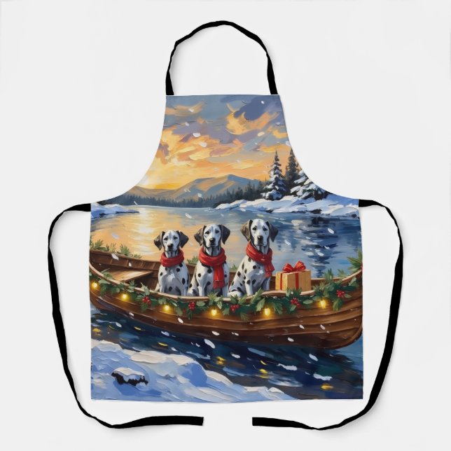 Dalmatiner-Weihnachtsboot-Feiertag Schürze (Vorderseite)