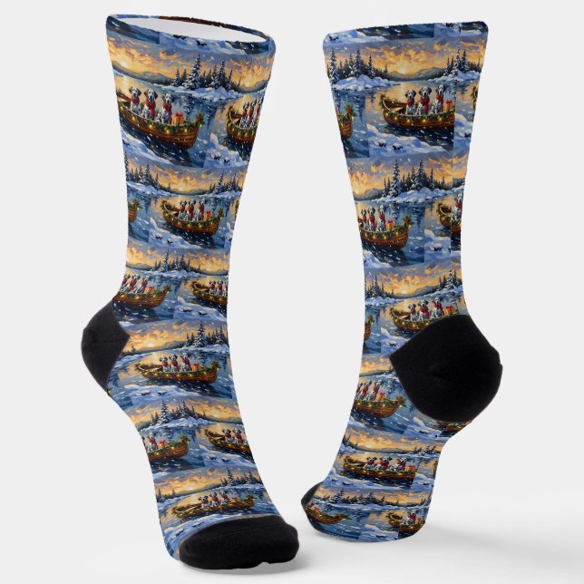 Dalmatiner Weihnachtsboot-Feiertag Socken (Gewinkelt)