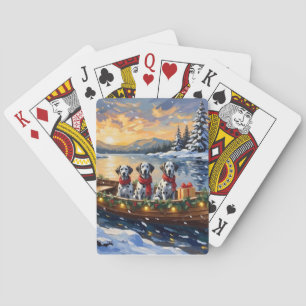 Dalmatiner Weihnachtsboot-Feiertag Spielkarten