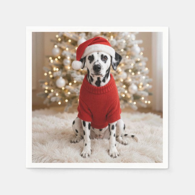 Dalmatiner-Weihnachtshund in rotem Pullover Serviette (Vorderseite)