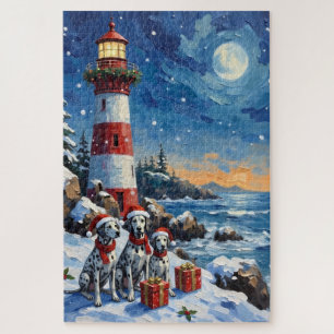 Dalmatiner-Weihnachtsleuchtturm-Feiertag Puzzle