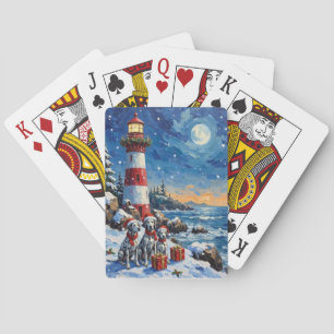 Dalmatiner-Weihnachtsleuchtturm-Feiertag Spielkarten