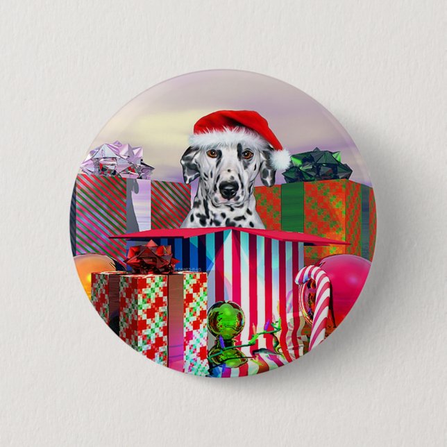 Dalmatiner Weihnachtsüberraschung Button (Vorderseite)