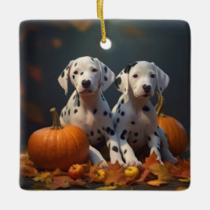 Dalmatiner Welpe Herbstfreude Kürbis Keramikornament