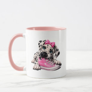 Dalmatiner-Welpe Süße Glänzende Rosa Sneaker Tasse