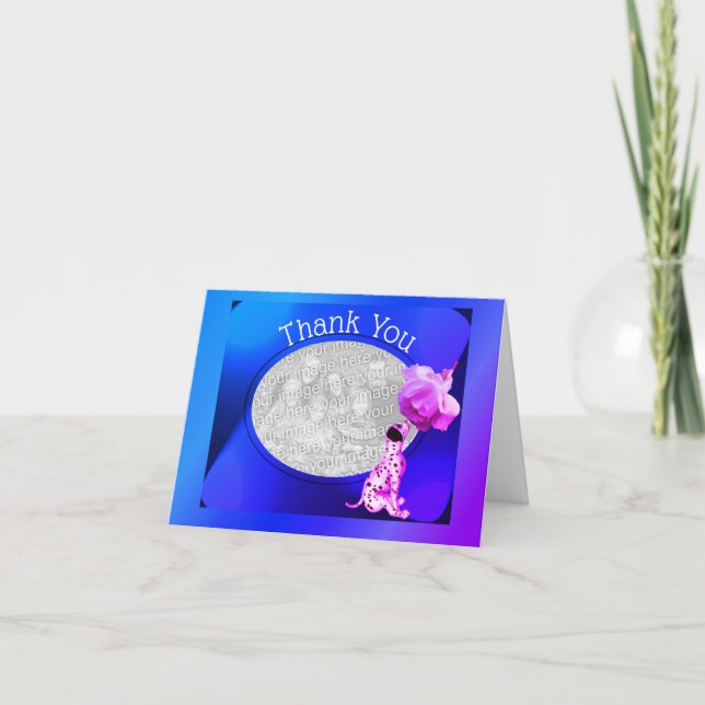 Dalmatiner Welpe und Rose Vielen Dank Foto-Karte Dankeskarte (Vorderseite)