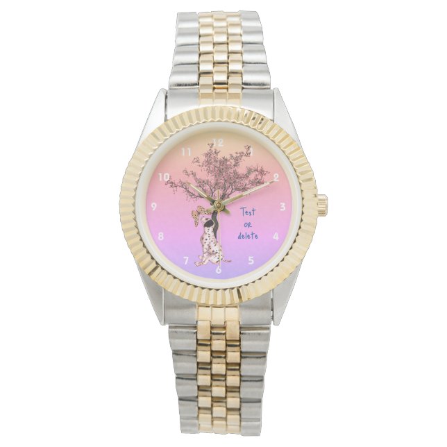 Dalmatiner Welpe und Schmetterling Personalisiert Armbanduhr (Vorderseite)