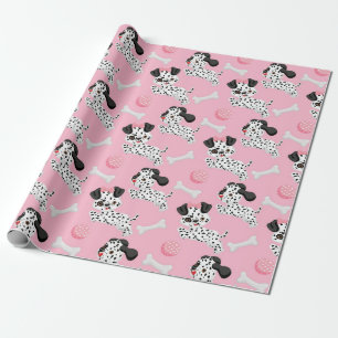 Dalmatiner Welpen Schwarze Flecken Rosa Spielball Geschenkpapier