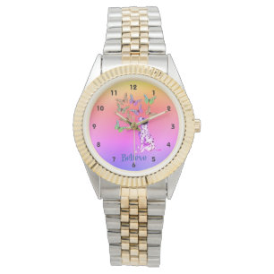 Dalmatiner Welpen und farbenfrohe Schmetterlinge g Armbanduhr