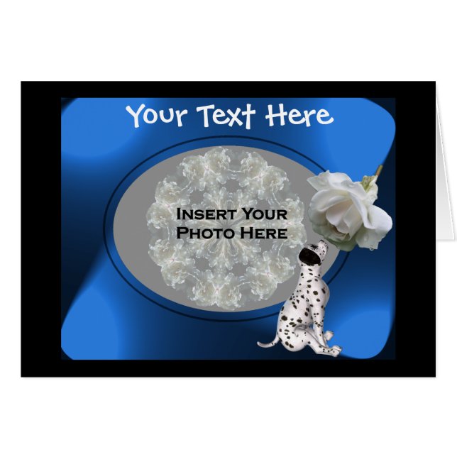 Dalmatiner Welpen- und Rosenfotokarte (Vorderseite (Horizontal))