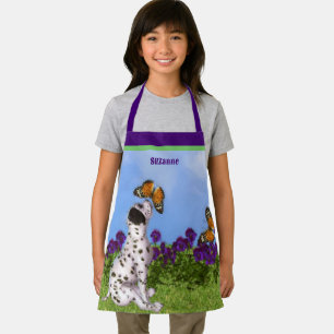 Dalmatiner Welpenschmetterlinge Hunde Kunst Person Schürze