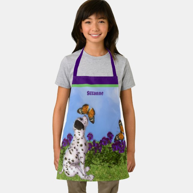 Dalmatiner Welpenschmetterlinge Hunde Kunst Person Schürze (Insitu)