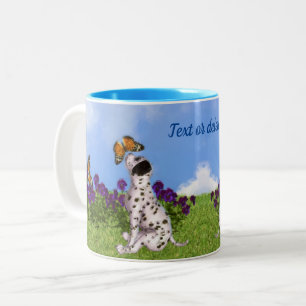 Dalmatiner Welpenschmetterlinge Hunde Kunst Person Zweifarbige Tasse