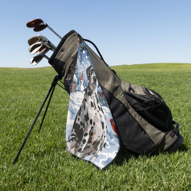 Dalmatiner Winter Wonderland Weihnachtsfreude Golfhandtuch (Gras)