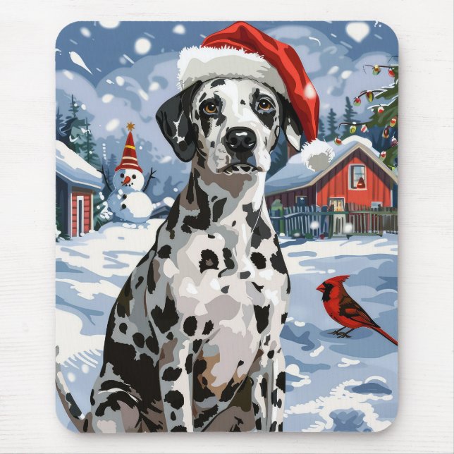 Dalmatiner Winter Wonderland Weihnachtsfreude Mousepad (Vorne)