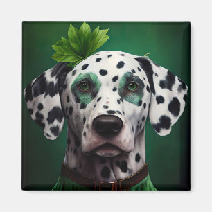 Dalmatinerhund im St. Patrick's Day-Kleid Magnet