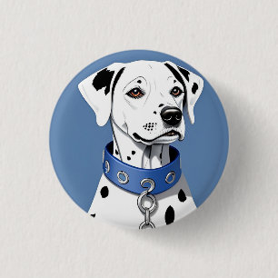 Dalmatinerhund mit blauem Halsband Button