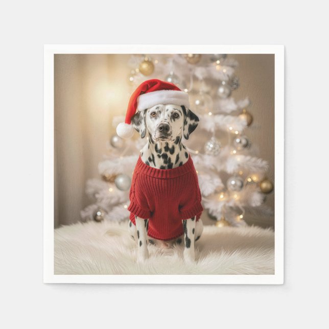Dalmatinerhund mit rotem Weihnachtspullover Serviette (Vorderseite)