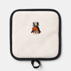 Dalmatinischer Halloween-Vampir-Hund mit Kürbiskor Topflappen