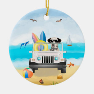 dalmatinischer Hund, der am Strand fährt Keramik Ornament
