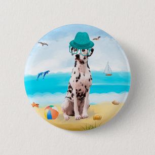 Dalmation Dog on Beach Button
