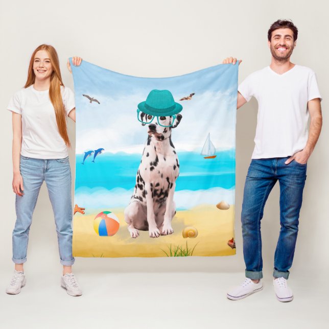 Dalmation Dog on Beach Fleecedecke (Beispiel)