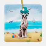 Dalmation Dog on Beach Keramikornament<br><div class="desc">Ein niedlicher Hund am Strand ist eine Geschenkidee für jemanden,  der diese Hundezucht Liebe.</div>