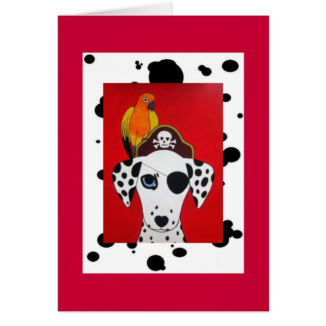 Dalmation Piraten-Hunde-und Papageien-Karte (Vorne)