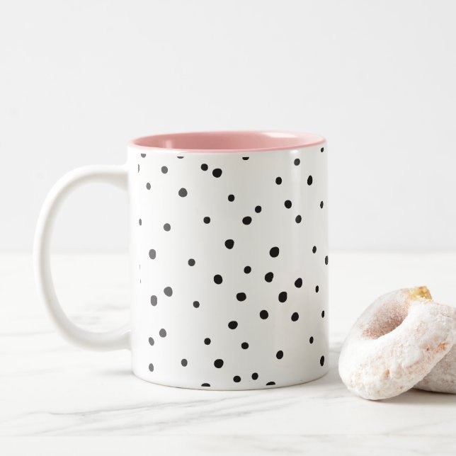 DALMATISIERUNGSPOTS niedlicher Spaß modern minimal Zweifarbige Tasse (Mit Donut)