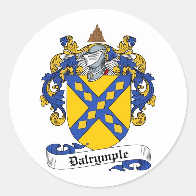 DALRYMPLE-FAMILIENWAPPEN - WAFFENSCHUTZMUSTER RUNDER AUFKLEBER (Vorderseite)