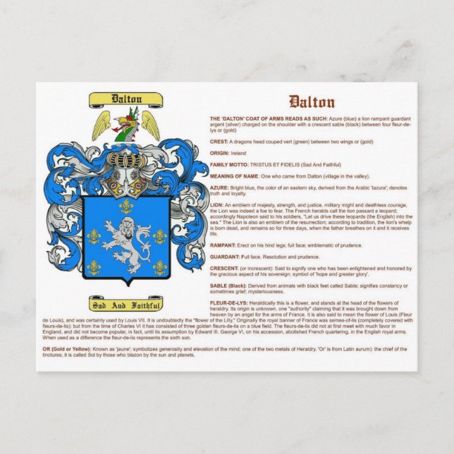 Dalton (Bedeutung (irisch)) Postkarte (Vorderseite)