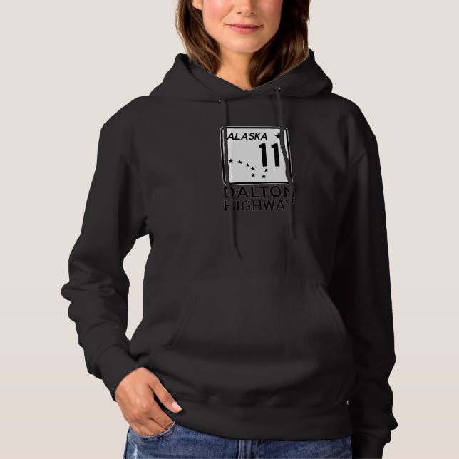 DALTON HIGHWAY ALASKA ROUTE 11 VERKEHRSZEICHEN ALA HOODIE (Vorderseite)