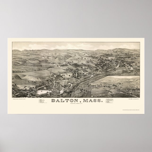 Dalton, MA Panoramic Map - 1884 Poster (Vorne)