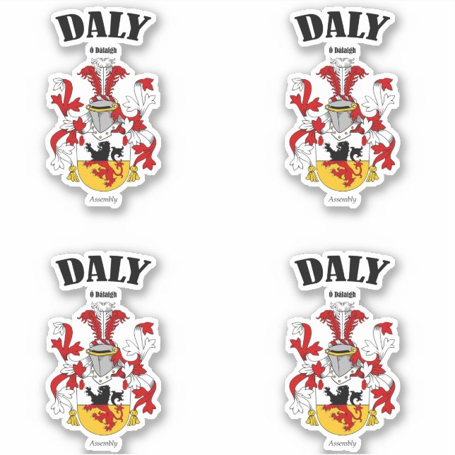 Daly Wappen Irish Translation & Meaning (x4) Aufkleber (Vorderseite)