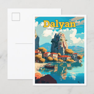 Dalyan Türkei Reise Kunst Vintage-Illustration Postkarte