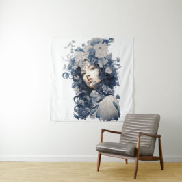 Dama Delicadamente Florada - Ilustración  Wandteppich