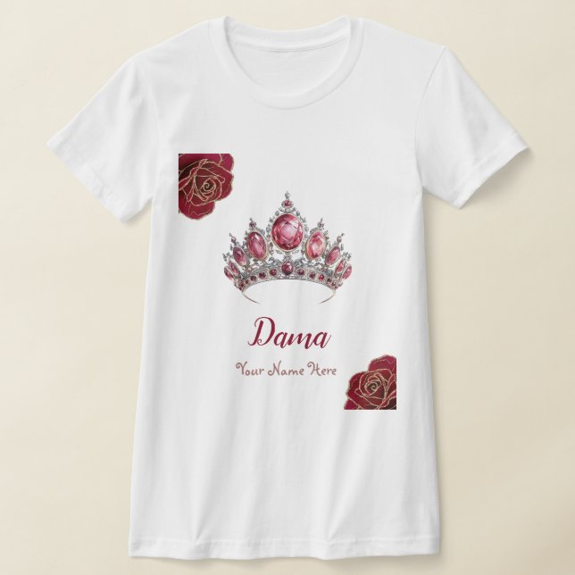 Dama Rote Rosen Quinceañera Name Space T-Shirt (Ablage )