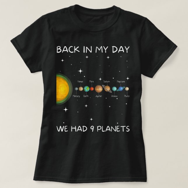 Damals hatten wir neun Planeten - Space & Pluto T-Shirt (Design vorne)