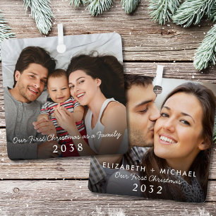 Damals und Heute Erste Weihnachtsfamilienfoto Ornament Aus Metall