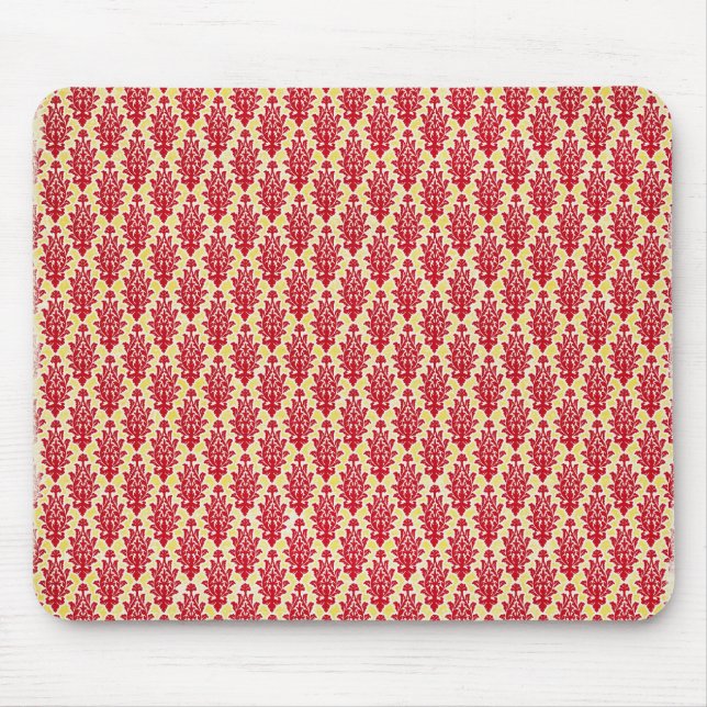 Damask07-redyellow RED YELLOW DAMASK PATTERN TEMP Mousepad (Vorne)