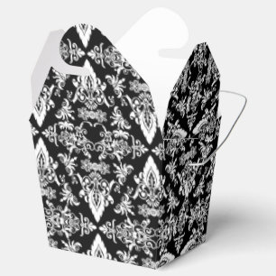 Damask 02 Black-White-Take Out Gevor-Box Geschenkschachtel