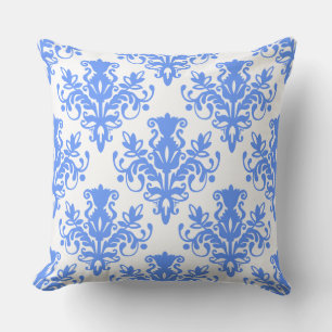 Damask 02 Muster - Baby Blue on White Kissen
