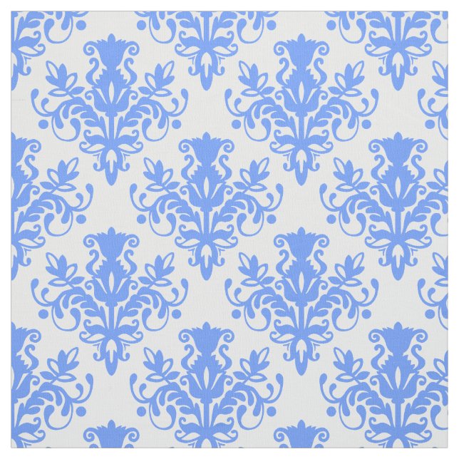 Damask 02 Muster - Baby Blue on White Stoff (Muster)