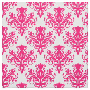 Damask 02 Muster - Neon Red on White Stoff