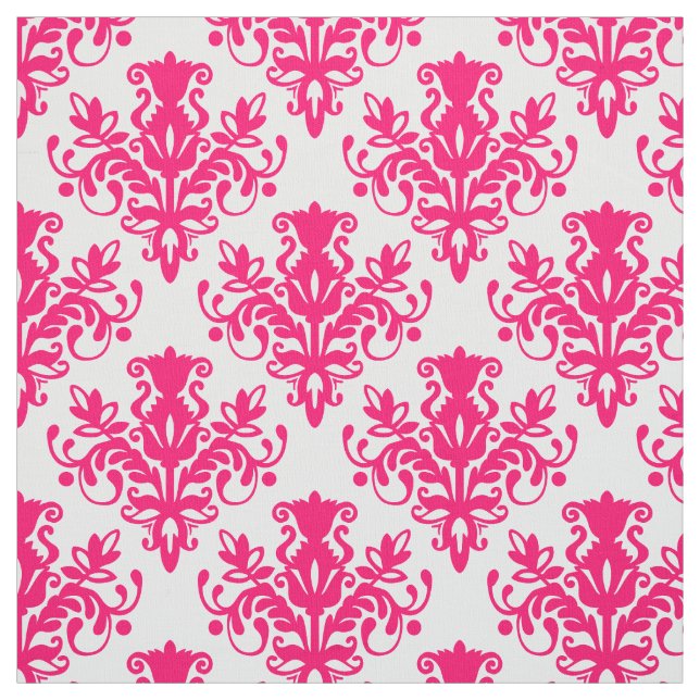 Damask 02 Muster - Neon Red on White Stoff (Muster)